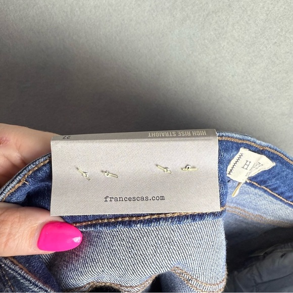 Francesca’s Harper Heritage Women’s High Rise Straight Raw Hem Jeans size 27 NWT - Picture 4 of 13